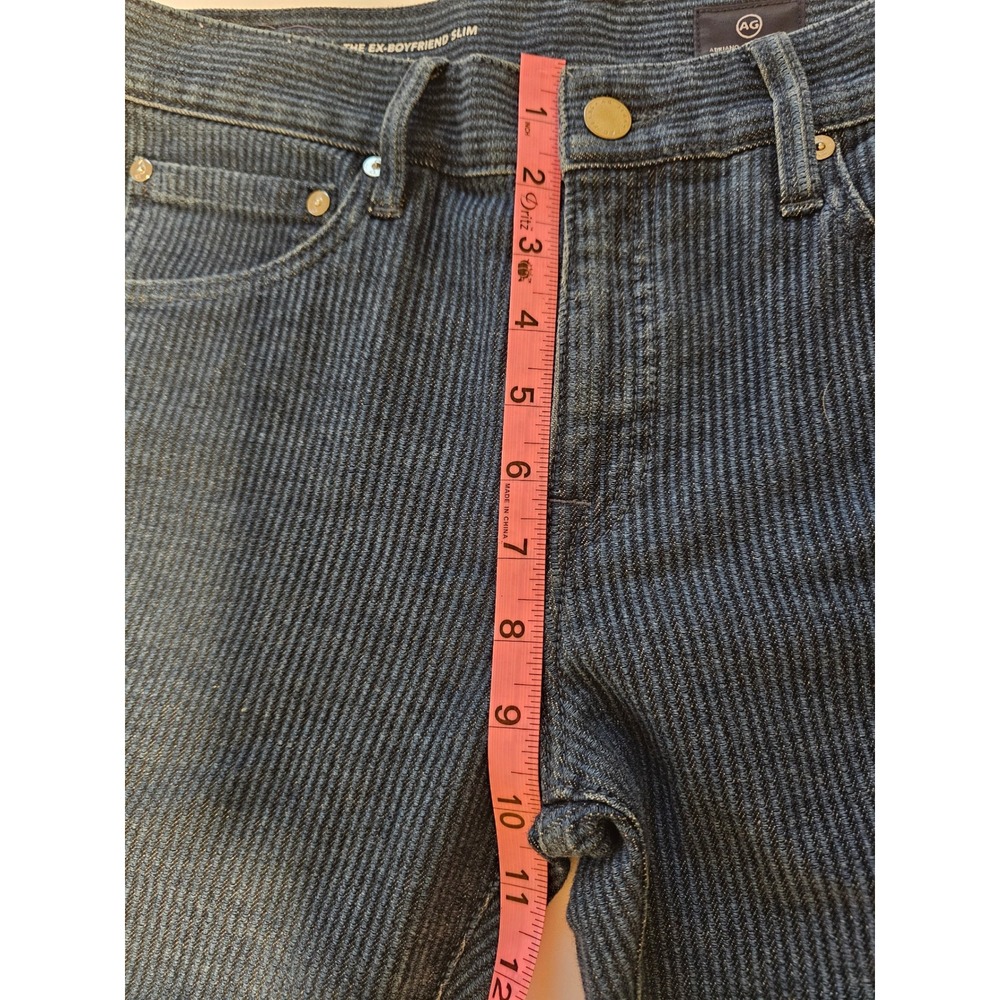 AG Adriano Goldschmied Ex-Boyfriend Slim Jeans Womens 27 Blue Pinstripe NWT - Picture 8 of 9